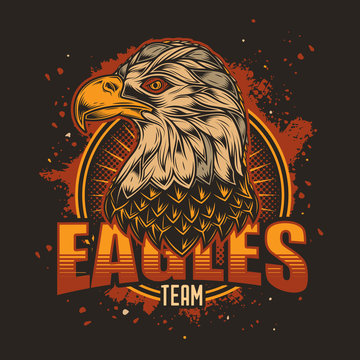 American eagle. Vector illustration. T-shirt design, logo. Stock