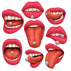 mouth with pircing set