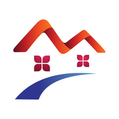 house growth and letter m logo 