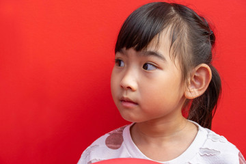 Portrait little girl Asian happy smile