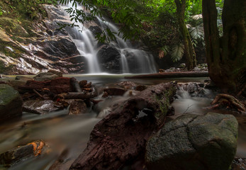 Waterfall in the forest.Long exposure.Soft focus