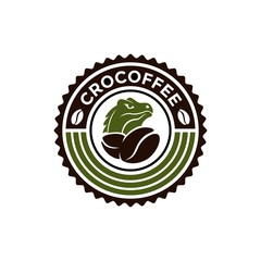 Emblem with lizard or crocodile for coffee logo ikon template