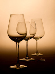 Wine glasses in brown tones.