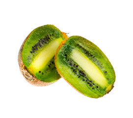 Fresh ripe green kiwi isolated on white background