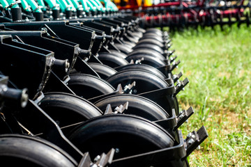 the combine harvesters photographed by a close up