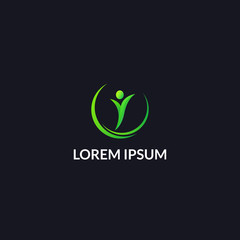 healthy life people logo icon template. Gradient green color, simply, minimalist. Vector EPS10.