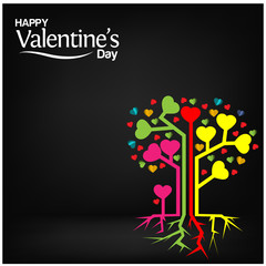 Valentines background with heart tree. Vector illustration 