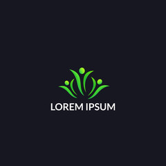 People health care logo template. Gradient green color, simply, minimalist. Vector EPS10.