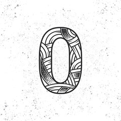 Letter O in the original style. Monochrome vector design element isolated on white background.