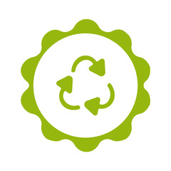 Plastic recycling circle symbol on white backgorund