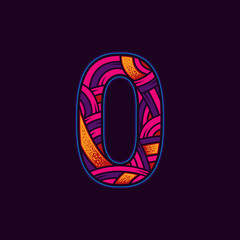Letter O in the original neon style. Vector design element isolated on dark background.