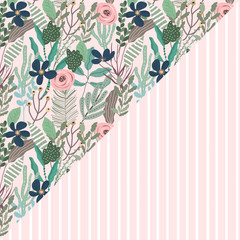 beautiful floral and stripe seamless pattern