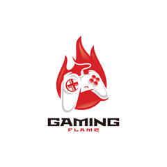 Game gaming logo, keypad controller and fire flame vector icon © putra_purwanto