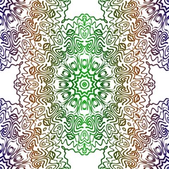 Traditional Ornamental Floral Pattern For Fashion Print. Ethnic Mandala Decoration. Blue, green color. Vector illustration
