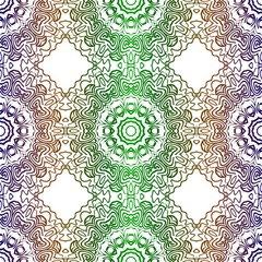 Traditional Ornamental Floral Pattern For Fashion Print. Ethnic Mandala Decoration. Blue, green color. Vector illustration