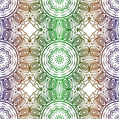 Traditional Ornamental Floral Pattern For Fashion Print. Ethnic Mandala Decoration. Blue, green color. Vector illustration