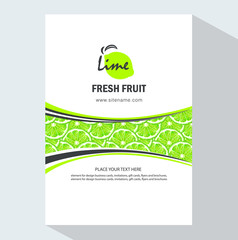 Packing template design of  lime. Vector illustration lime banners. Design for juice, tea, ice cream, lemonade, jam, natural cosmetics, sweets and pastries filled with lemon, dessert menu.