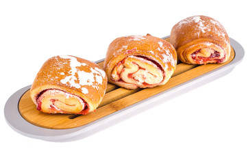 Fresh sweet buns with jam