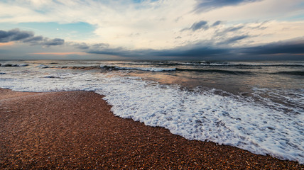 Seashore at sunset time