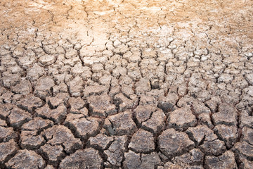 Global warming ground cracked in with hot sunlight.