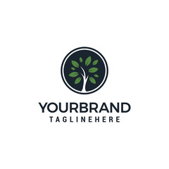 Tree Logo circle outline design vector template