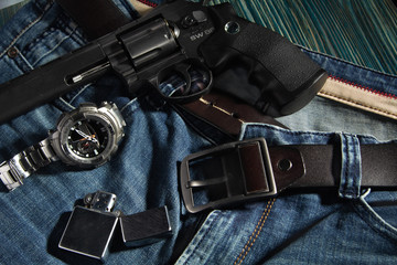 leather belt with buckle