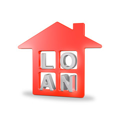 3D illustration of LOAN house real estate concept