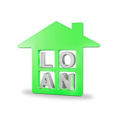 3D illustration of LOAN  house real estate concept