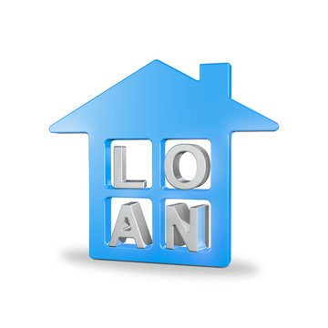 3D illustration of LOAN  house real estate concept