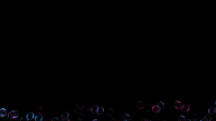 Background with a variety of multi-colored translucent soap bubbles.