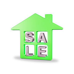 3D illustration of SALE house real estate concept