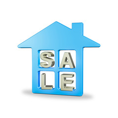 3D illustration of SALE house real estate concept