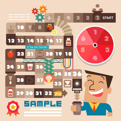 Board games with blocking the path of coffee maker, Vector  illustration