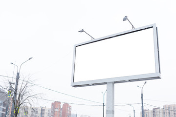 billboard MOCKUP for outdoor advertising. standing in the city