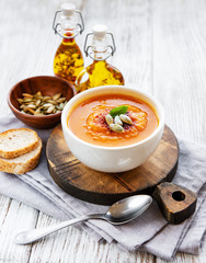 Bowl of pumpkin soup