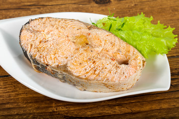 Steamed salmon