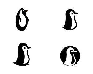 Naklejka premium logo pingwina wektor ikona ilustracja projekt