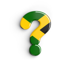 Jamaica interrogation point - 3d Jamaican flag symbol - Jamaica, Kingston or Caribbean concept