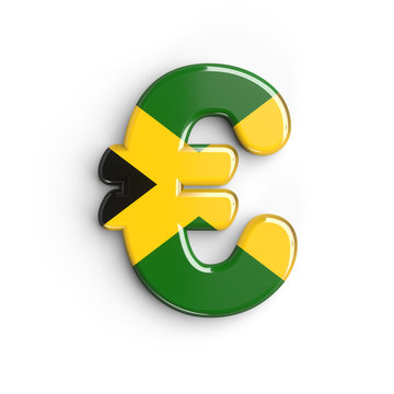 Jamaica euro currency sign  - Business 3d Jamaican flag symbol - Jamaica, Kingston or Caribbean concept