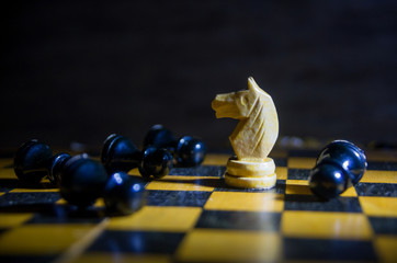 Chess battle, defeat, pawn, horse