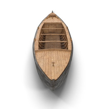 Fototapeta Large Wooden Freight Boat on White Background 3D Illustration Isolated