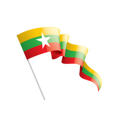 Myanmar flag, vector illustration on a white background