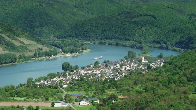 Famous popular Wine Village of Boppard at Rhine River, Rhine Valley is UNESCO World Heritage Site. middle Rhine Valley, Germany. Osterspai, July 2017