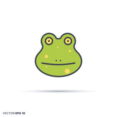 Cute frog color filled line icon vector