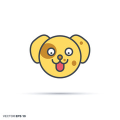 Cute spotted dog color filled line icon vector