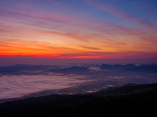 During Sunrise with mist 