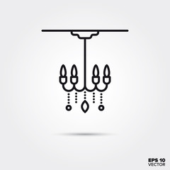 chandelier vector line icon