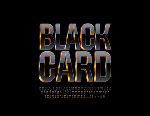 Vector elite Logo Black Card. Stylish Alphabet Letters, Numbers and Symbols. Luxury 3D Font.