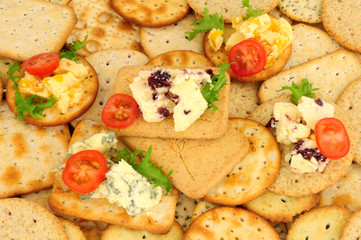 Savoury cheese biscuit assortment background
