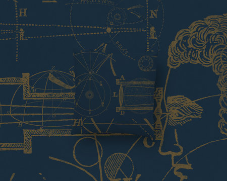 Illustration Astronome bleu dor&eacute; - Coussin